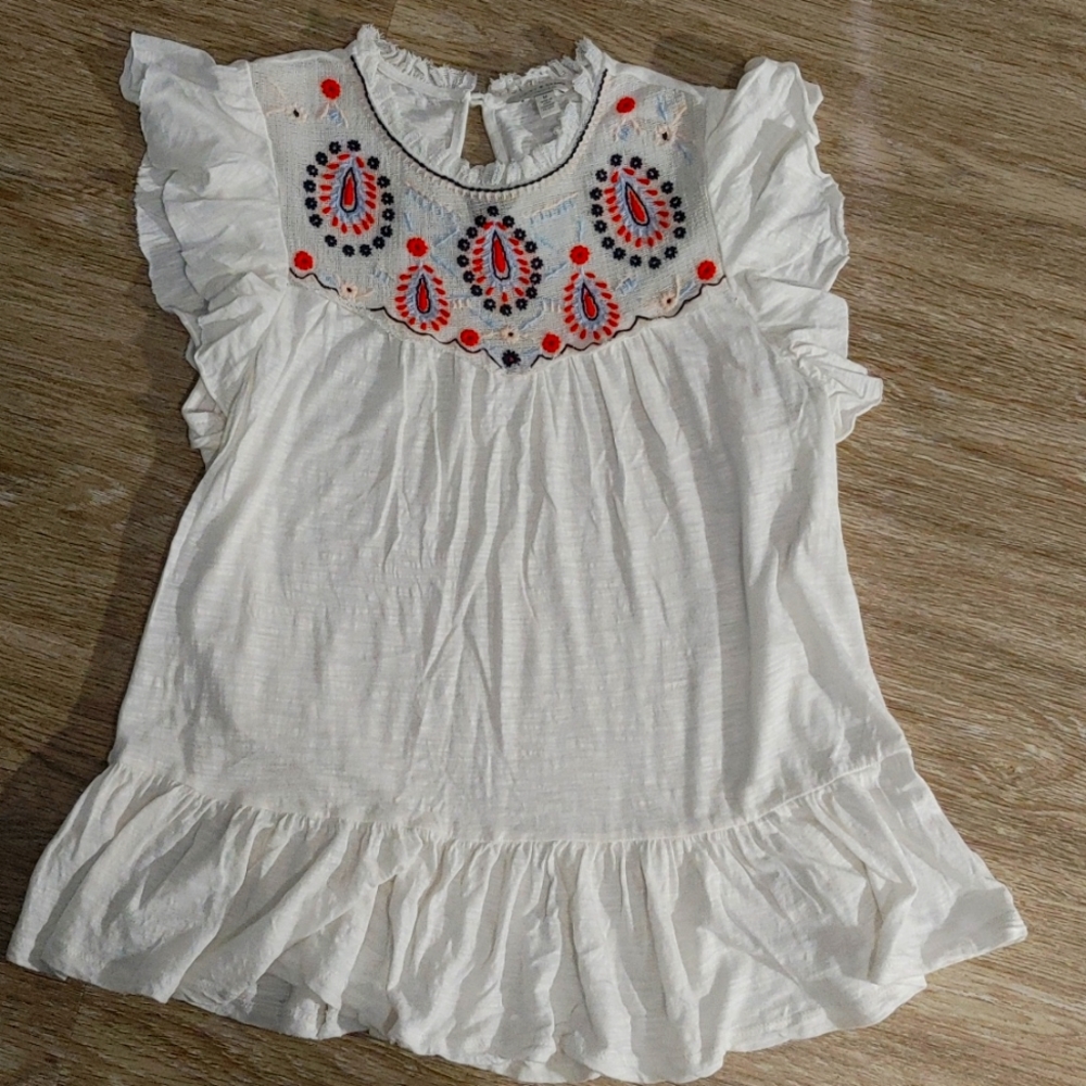 Lucky Brand Embroidered Womens Top